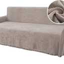 H.VERSAILTEX Cotton Sofa Covers Couch Cover Sofa Slipcover for Most Shape Sofas, Feature Thick Woven Jacquard Seamless with Tassels, Multi-Use Decorative for Couch (XX-Large: 91" x 134", Sand)