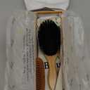 Belula 100% Boar Bristle Hair Brush Set (Medium). Soft Natural Bristles for Thin and Fine Hair. Restore Shine And Texture. Wooden Comb, Travel Bag and Spa Headband Included!