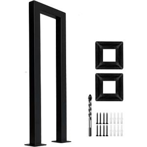 3.3FT Black Sturdy Non-Slip U-Shaped Safety Guardrail, Equipped with Decorative Cover, Retro Industrial Iron Handrail, Stylish & Safe Grab Bars, for Indoor and Outdoor Steps