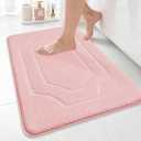 BEQHAUSE Bathroom Rugs Nonslip Bath Mat Soft & Absorbent Shaggy Bathroom Mats for Bathrooms Machine Washable Bath Rug for Shower Sink and Bathtub, Pink, 20"x32"
