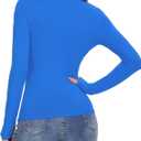 Womens Long Sleeve Crewneck Slim fit T Shirts Sexy Cute Dressy Casual Fall Basic Tops Tee Tshirt Blouse for 2025 (Blue)