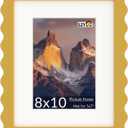 8x10 Wavy Picture Frame with Mat for 5x7, Real Glass and Wooden Frame - Tabletop or Wall Hanging Photo Frame(1 Pack, Yellow)