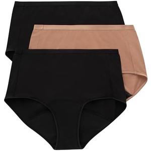 Hanes Women's Comfort, Period. Briefs, Super Leak Post-Partum & Period Underwear, 3-pack Briefs, Black/Pecan/Black, 3XL Hanes Women's Comfort, Period. Briefs, Super Leak Post-Partum & Period Underwear, 3-pack Briefs, Black/Pecan/Black, 3XL