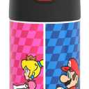 THERMOS FUNTAINER Water Bottle with Straw - 12 Ounce - Kids Stainless Steel Vacuum Insulated Water Bottle with Lid, Super Mario Brothers