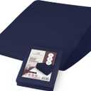 CirclesHome Wedge Pillow Cover 100% Cotton, Zippered Wedge Pillow Case Protector, Soft, Hypoallergenic & Breathable -, Navy, (25Wx26Lx10)