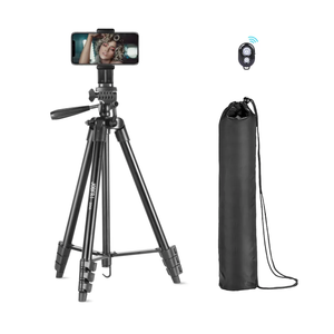 JOBFRI 53" Phone Tripod Stand with Wireless Remote & Phone Holder, Portable Cell Phone Tripod for Selfies, Vlogging & Video Recording, 1.28lbs Black