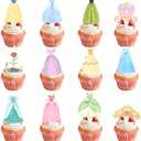 24 Pcs Princess Cupcake Toppers Crown Cake Toppers Elegant Girls Party Cake Decorations Perfect for Girl Birthday Baby Shower Fairy Princess Party Supplies