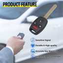 Vurkcy Keyless Entry Remote Control Uncut Car Ignition Key Fob Compatible with Honda Accord 2003-2007, Replacement for OUCG8D-380H-A, 4 Button