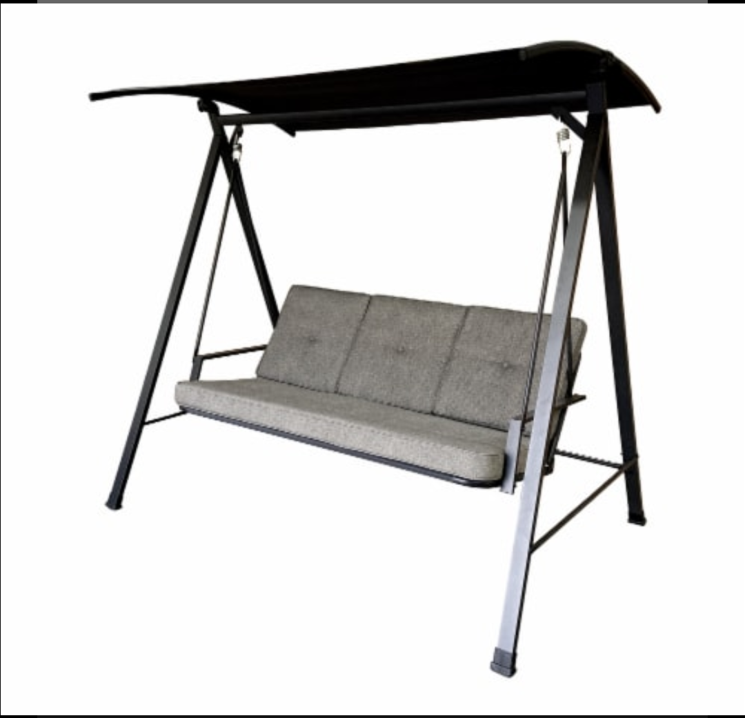 HD Designs Onyx Three Seat Cushioned Patio Swing 71.06"L x 22.64"W x 7'H