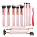 Real Perfection Makeup Brush Set 16 Pcs with 1 Eyebrow Razor Premium Synthetic Foundation Powder Concealers Eyeshadow Blush Makeup Brushes Make up Brushes Kit (Pink)