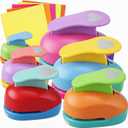 CHENGU 6 Pcs Heart Punch Set 3in/2in/1.5in/1in/0.6in/0.3in Scrapbook Hole Punchers Crafting with 10 Sticker Paper Heart Cutter Scrapbook for Office Supplies DIY Albums Photos(Multicolor)