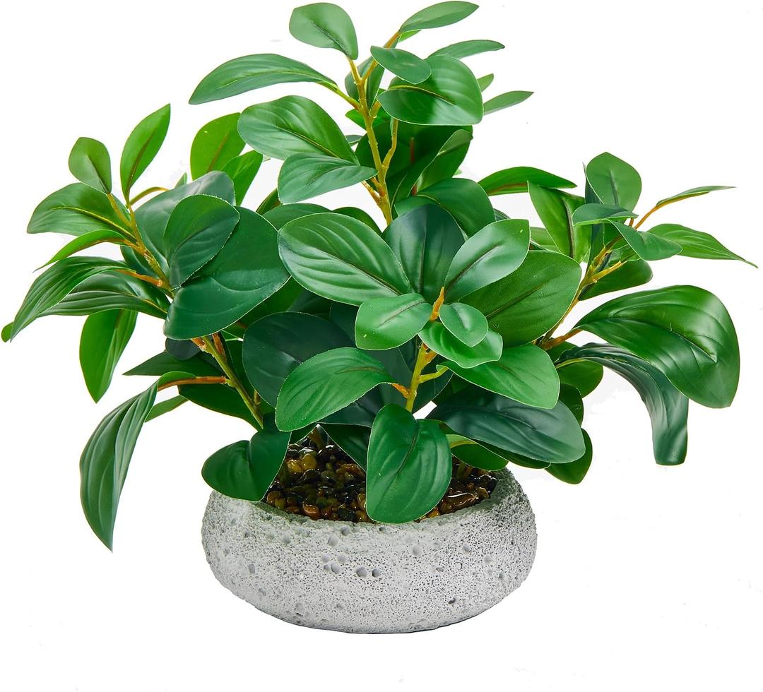 K&Y Realistic Artificial Potted Plants Olive Wild Fern Berry Decor Low Maintenance Faux Greenery Indoor Fake Plants for Home Office Bathroom Kitchen Desk Shelf (Gray Flowerpot Potted Plant)