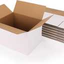 Hoikwo 15 Packs 12x9x8 Large Thin Shipping Boxes, White Big Corrugated Cardboard Box Set for Small Business for Packaging Mailing Lightweight items