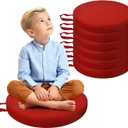 THMINS 6-Pack Thick Round Flexible Seating Floor Cushions, Soft Classroom Seat Pillows for Kids, 15 X 15 X 2.76 Inch, Red, 15 x 15 x 2.76 inches9（6 pack）
