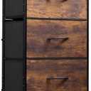 WLIVE Fabric Dresser, 5-Drawer Tall Dresser for Bedroom, Storage Organizer with Fabric Bins, Wood Top, Sturdy Steel Frame, Chest of Drawers for Closet, Hallway, Rustic Brown Wood Grain Print