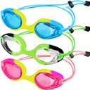 XDX Kids Swim Goggles, 3 Pack With Adjust Bungee Strap, No Leaking Anti-Fog for Boys Girls Age 3-14