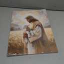 OTOSTAR Jesus and Lamb Christian Wall Art Canvas Prints - Jesus Saves the Lost Lamb Christian Canvas Wall Art for Prayer Room Baptism Serenity Prayer Church Decor - 12 x 16 Inch