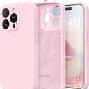 Magnetic for iPhone 14 Pro Max Case, Compatible with MagSafe, [Full Camera Protection][Screen Protector] Silicone Shockproof Protective Phone Case for iPhone 14 Pro Max 6.7", Pink