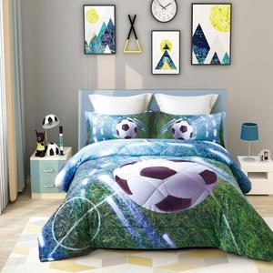 Wowelife Soccer Bedding Comforter Set Twin for Boys and Girls, 5 Pieces Kids Soccer Twin Bedding Sets for Boys, Playground Green Twin Comforter Set with Sheets for Kids
