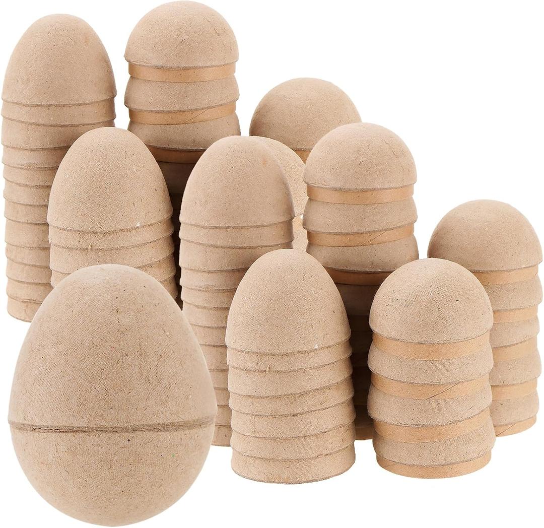 TAICHEUT 50 PCS Brown Paper Mache Easter Eggs, 3 Inch Paintable Easter Eggs, Blank Paper Eggs for Basket, Craft Decorations Supplies