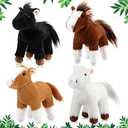 Skylety 4 Pcs Stuffed Horse Toy 8 Inch Horse Plush Stuffed Animals Cute Plush Assorted Toy Brown Animals Gifts Party Favors Supplies Decoration(Standing Style)