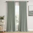 Guken Blackout Curtains 96 Inch Length 2 Panels Set for Living Room Bedroom Back Tab Thermal Insulated 100% Black Out Linen Drapes Room Darkening Window Curtains 96 Inches Long, Desert Sage