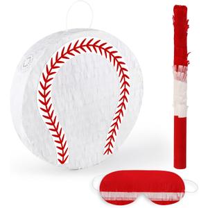 Hooqict Baseball Pinata with Blindfold and Bat Sports Pinata for Kids Boys Baseball Themed Birthday Party Decorations Supplies