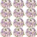 Tigeen Artificial Flowers Artificial Peonies Silk Flowers Faux Peony Fake Peony Silk Hydrangea Bouquet for Wedding Table Centerpiece Floral Vase Decor (Light Purple, 12 Bundles)
