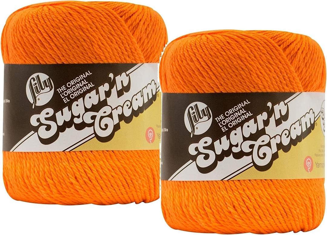 (Pack of 2) Lily Sugar'n Cream Yarn - Solids Super Size-Hot Orange