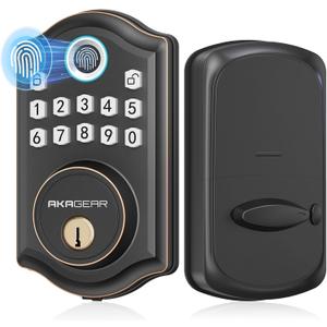 DS10 Fingerprint Door Lock - Keyless Entry Door Lock, Electronic Keypad Deadbolt, Smart Door Lock, Keypad Lock for Front Door, Auto-Lock & One Touch Locking - Oil Rubbed Bronze