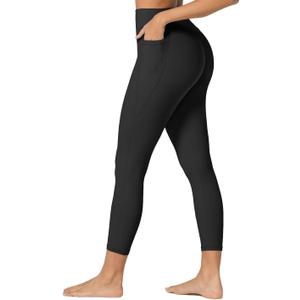 Sunzfly Invisible Butt Scrunch Workout Leggings with Pockets for Women, No Front Seam Gym Yoga Pants with Tummy Control (X-Large, Black) 23"