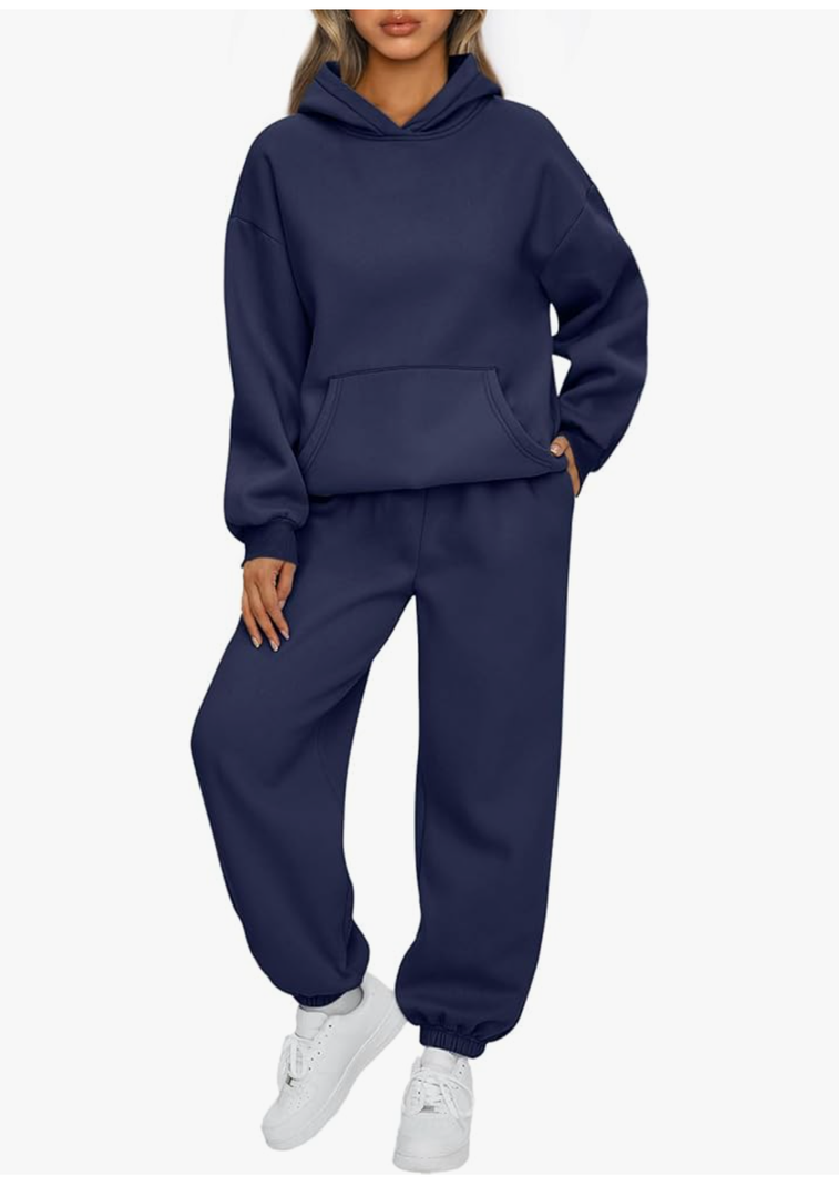 Womens 2 Piece Outfits Lounge Hoodie Sweatsuit Sets Plus Size Fall Fashion Clothes Airport Travel Pants Tracksuits, M, Deep Blue