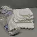 LemonRoad 19 Pcs Cupcake Stand Holder, Dessert Table Display Set, Tiered Cupcake Holders Cake Serving Tray and Cake Clips for Christmas Tea Party Wedding Baby Shower Decorations(White and White)