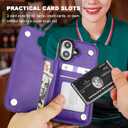 ONETOP for iPhone 16 Wallet Case with Card Holder, 360 Rotation Ring Kickstand RFID Blocking PU Leather Double Magnetic Clasp Shockproof Cover for Women and Girls 6.1 Inch (Purple)