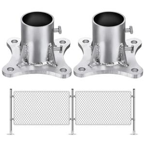 Zonon 2 Pcs 2 1/2 F Chain Link Fence Metal Post Base Parts (2 3/8 Od) Pipe Floor Flanges Galvanized Steel Round Posts, Outdoor