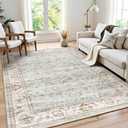 WITSHOCK 6'x8' Area Rugs for Living Room: Machine Washable Non Slip Vintage Carpet - Low Pile Lightweight Print Rug for Bedroom Dining Room - Stain Resistant for Household - Pet Owners (Light Blue)