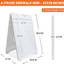 22x28 Inch A-Frame Sidewalk Sign, Heavy Duty Double-Sided Sandwich Board, Folding Outdoor Plastic Sign Holder with 2 Plastic Boards for Business & Storefront Use (White)