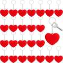 Sureio 24 Pieces Heart Keychain Bulk Mother's Day Keychain Red Heart Costume Accessories for Mother's Day Party Backpacks Decor
