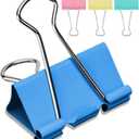 2 Inch Extra Large Binder Clips (24 Pack), Assorted Colors, Colored Jumbo Paper Clips, Big Paper Clamps, Binder Clips Large Size for Home, School and Office Supplies