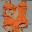 SHAPSHE Women's Tummy Control Swimsuit One Piece Slimming Bathing Suit Cutout Tie Knot Front Bikini Push Up Swimwear (Orange), S
