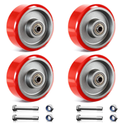 3 Inch Caster Wheels, Polyurethane on Cast Iron Wheel (Set of 4)- Heavy Duty Caster Wheels with 1400 lb Capacity, Industrial Casters Wheels for Cart Furniture Workbench