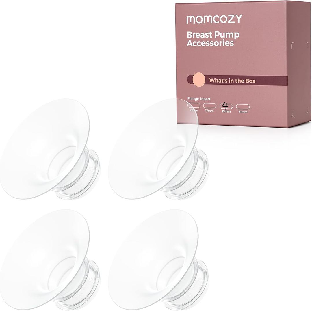 Momcozy M5| M6| M9 Original Replacement Accessories, Food-Grade Silicone & BPA Free, Original Breastfeeding Parts, Inserts 19mm, 4 Pack