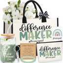 8 Pcs Principal Appreciation Gift for Women Men Difference Maker Tote Bag Cup for School Graduation Retirement Gift(Green)