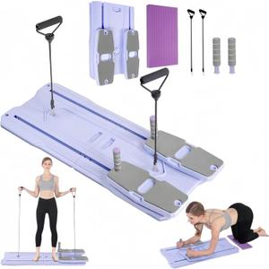Pilates Reformer Board Set - 2026 Foldable 8-in-1 Pilates Machine for Full Body Workouts, Ab Core Trainer with Resistance Bands, Portable Home Pilates Equipment for Women & Men (Purple)