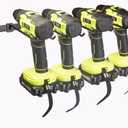 KINOMI Power Tool Holder Drill Holder, Distance between Hooks Adjustable, Drill Tool Storage Rack Organizer Metallic Tool Hanger Shelf for Garages, Tool Sheds, Basements, Gardens, Art and Craft Rooms