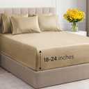 Extra Deep King Sheet Set - 6 Piece Breathable & Cooling Sheets - Hotel Luxury Bedding Set w/18-24 Inch Extra Deep Pockets - Easy Fit - Super Soft, Wrinkle Free and Comfy - Heathered Tan, King Size
