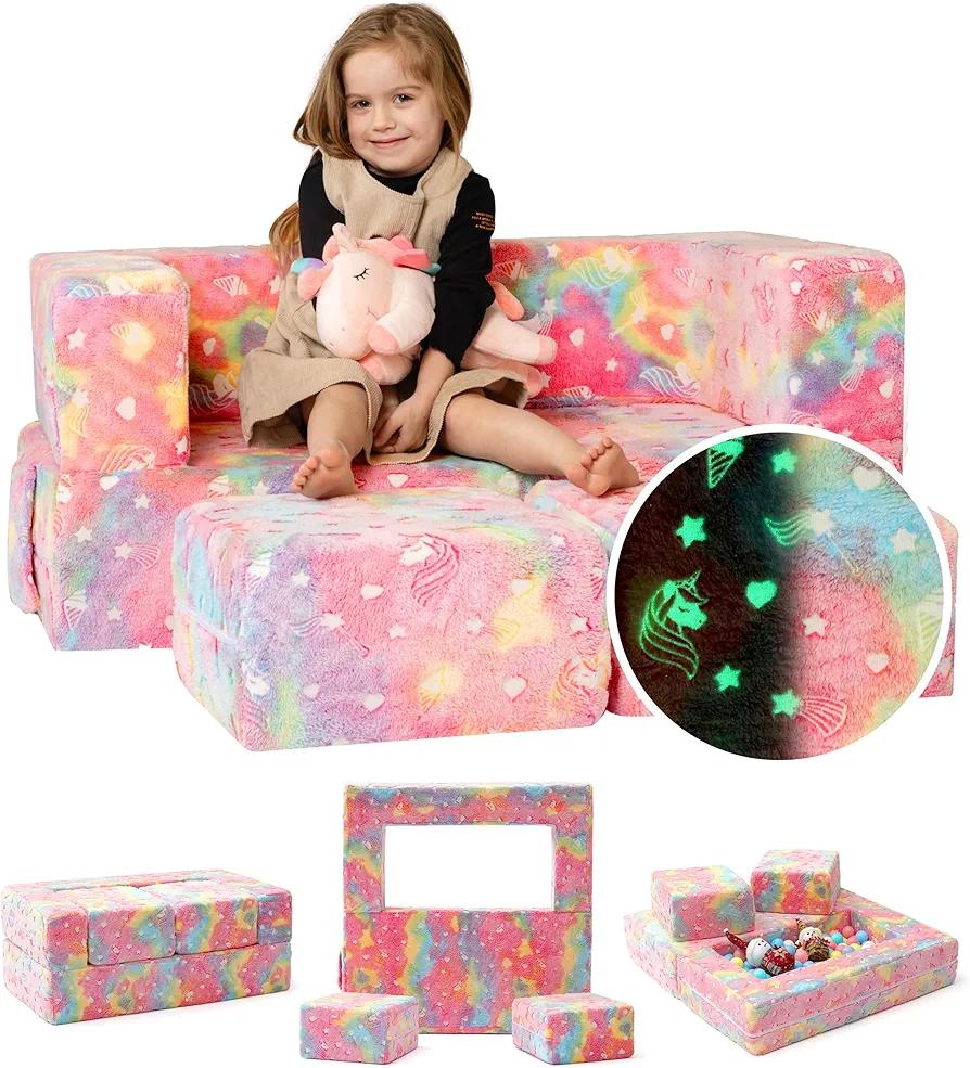 Kids Play Couch - Kids Couches, Folding Sofa for Toddlers, Foam Playroom Couch for Kid