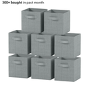 Set of 8 Foldable Fabric Storage Cube Bins | Collapsible Cloth Organizer Baskets Containers | Folding Nursery Closet Drawer | Features Dual Handles |  (Printed Grey)