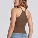 ODODOS Women's Seamless Cami Tops Ribbed Camisole Strappy Racerback Tank Top, Brunette, X-Small/Small (Brown, XS)