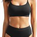 Tempt Me Women High Waisted Bikini Set Athletic Two Piece Swimsuits Sporty High Cut Bathing Suit with Scoop Neck, Medium